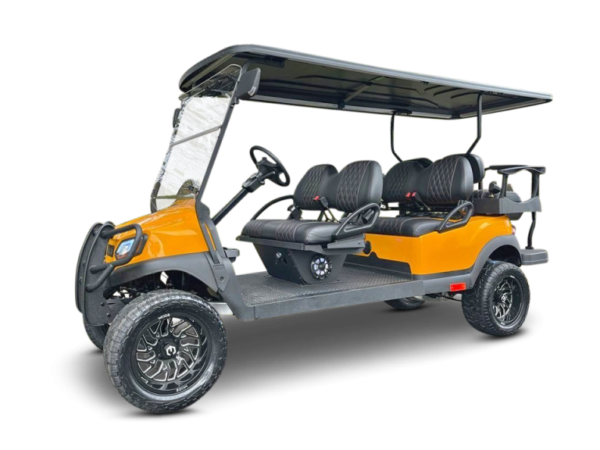 Better Than New Custom Club Car Tennessee Orange 6 Passenger Gas Club Car with Bluetooth Audio System